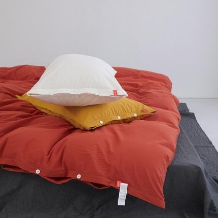 91家纺网 家纺一手货源 找家纺 总安莱生活水洗棉全棉色经色纬高支高密纽扣款工艺混搭拼色四件套（系列二）