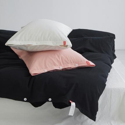 91家纺网 家纺一手货源 找家纺 总安莱生活水洗棉全棉色经色纬高支高密纽扣款工艺混搭拼色四件套（系列二）