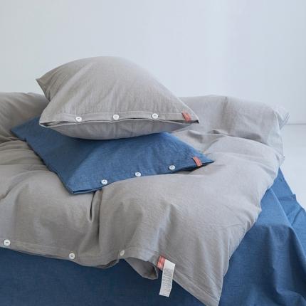 91家纺网 家纺一手货源 找家纺 总安莱生活水洗棉全棉色经色纬高支高密纽扣款工艺混搭拼色四件套（系列二）