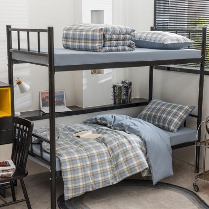 91家纺网 家纺一手货源 找家纺 （总）柠萌 2025新款A类色织水洗棉学生简约上下铺宿舍三件套