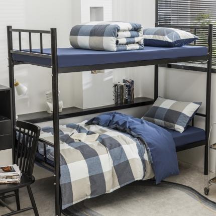 91家纺网 家纺一手货源 找家纺 （总）柠萌 2025新款A类色织水洗棉学生简约上下铺宿舍三件套