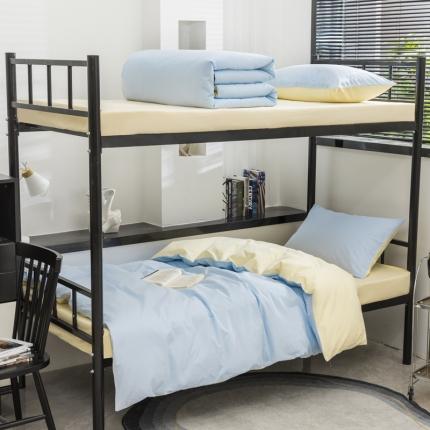 91家纺网 家纺一手货源 找家纺 （总）柠萌 2025新款A类色织水洗棉学生简约上下铺宿舍三件套