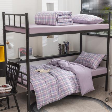 91家纺网 家纺一手货源 找家纺 （总）柠萌 2025新款A类色织水洗棉学生简约上下铺宿舍三件套