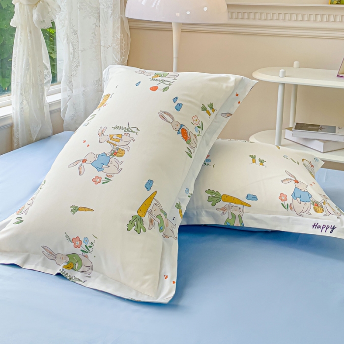 91家纺网 家纺一手货源 找家纺 金鑫汇 2023新花型上市喷气面料全棉四件套 收获满满-蓝色