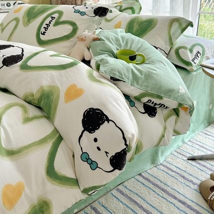 91家纺网 家纺一手货源 找家纺 总盛馨家纺 2023新款ins北欧风高支高密全棉喷气小清新纯棉四件套