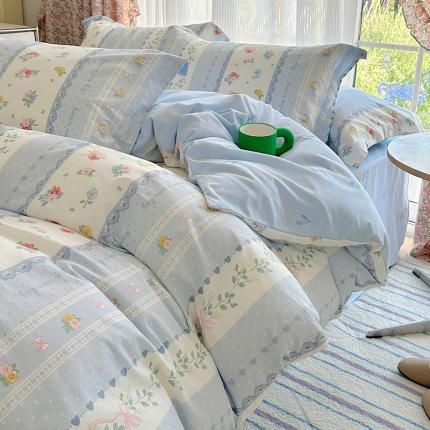 91家纺网 家纺一手货源 找家纺 总盛馨家纺 2023新款ins北欧风高支高密全棉喷气小清新纯棉四件套