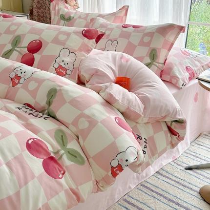 91家纺网 家纺一手货源 找家纺 总盛馨家纺 2023新款ins北欧风高支高密全棉喷气小清新纯棉四件套