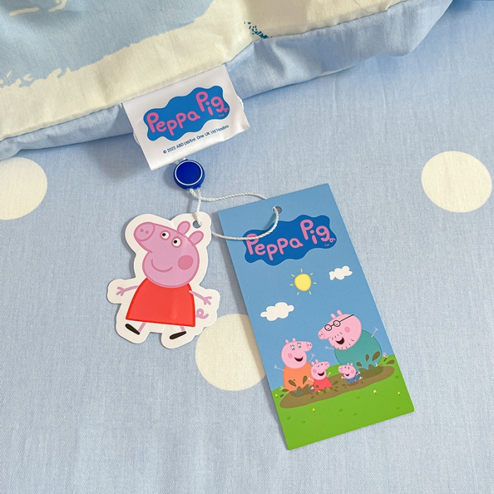 91家纺网 家纺一手货源 找家纺 金爱家 2023新款小猪佩奇正版授权纯棉印花系列四件套 小猪佩奇-运动佩奇