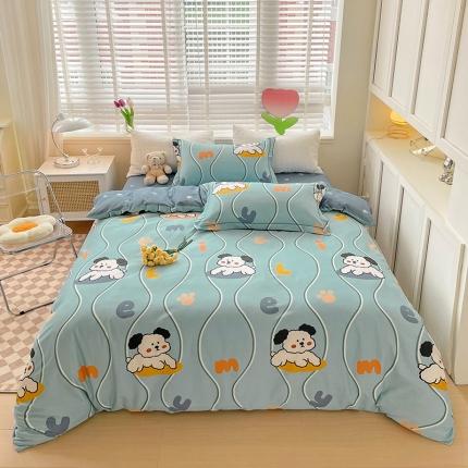 91家纺网 家纺一手货源 找家纺 乐童 2024网红直播爆款吊边＋一字绣工艺款四件套（九） 汪汪队蓝