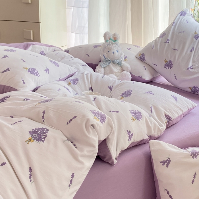 91家纺网 家纺一手货源 找家纺 慕尚家纺 2025新款A类超柔双层水洗四件套 花儿与兔