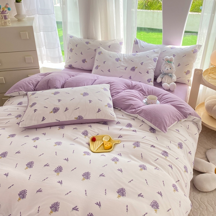 91家纺网 家纺一手货源 找家纺 慕尚家纺 2025新款A类超柔双层水洗四件套 花儿与兔