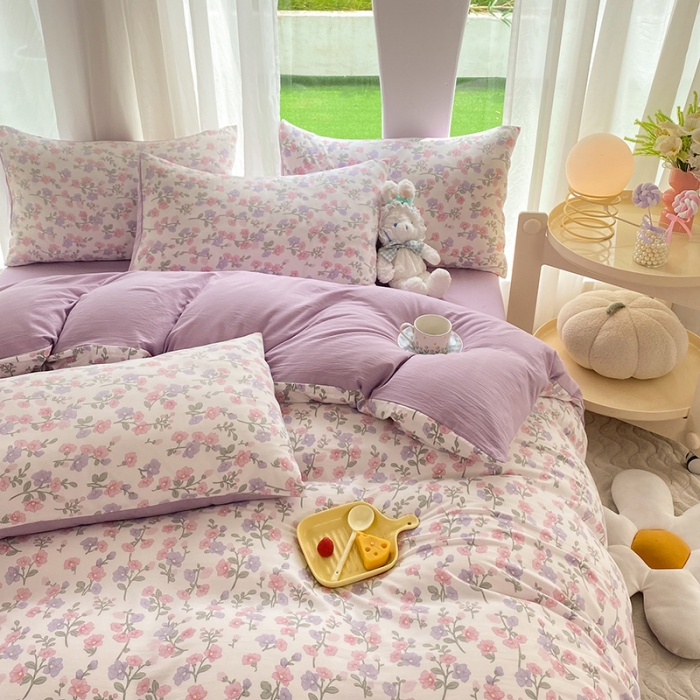 91家纺网 家纺一手货源 找家纺 慕尚家纺 2025新款A类超柔双层水洗四件套 尽相思