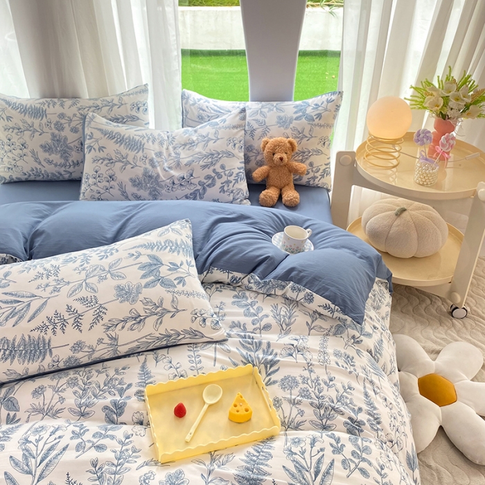 91家纺网 家纺一手货源 找家纺 慕尚家纺 2025新款A类超柔双层水洗四件套 兰花草