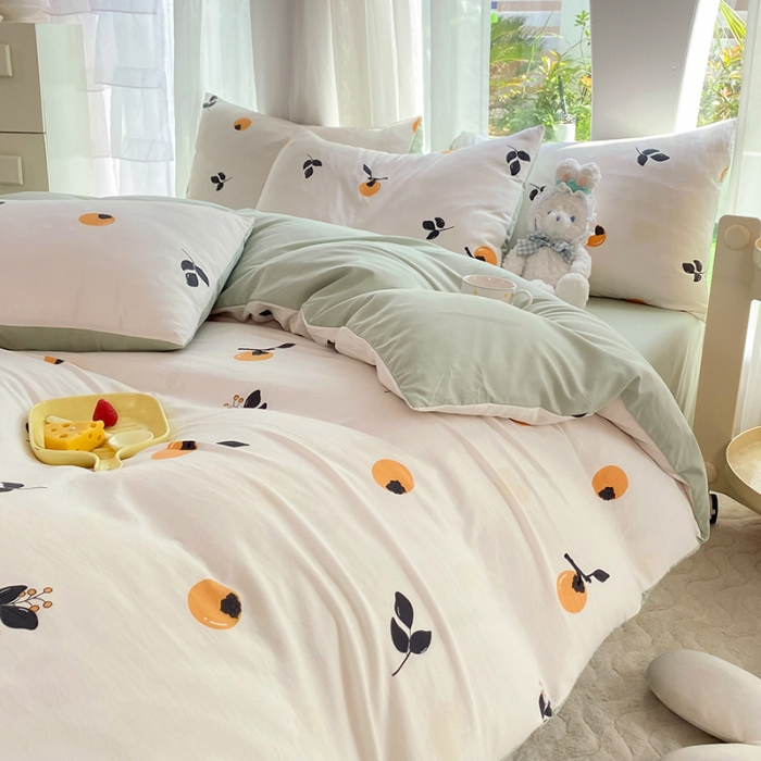 91家纺网 家纺一手货源 找家纺 慕尚家纺 2025新款A类超柔双层水洗四件套 柿柿如意