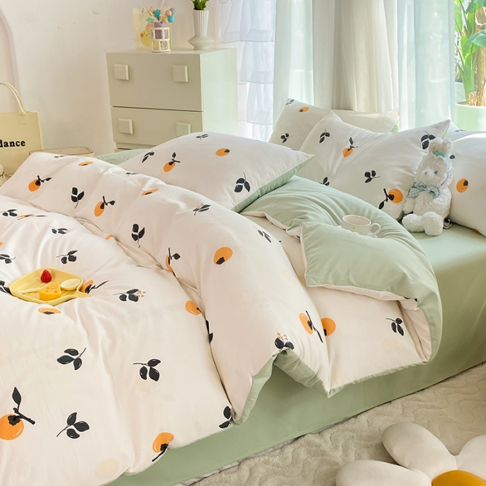 91家纺网 家纺一手货源 找家纺 慕尚家纺 2025新款A类超柔双层水洗四件套 柿柿如意