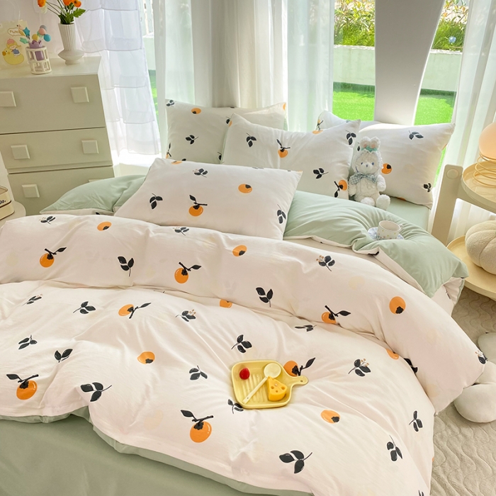 91家纺网 家纺一手货源 找家纺 慕尚家纺 2025新款A类超柔双层水洗四件套 柿柿如意