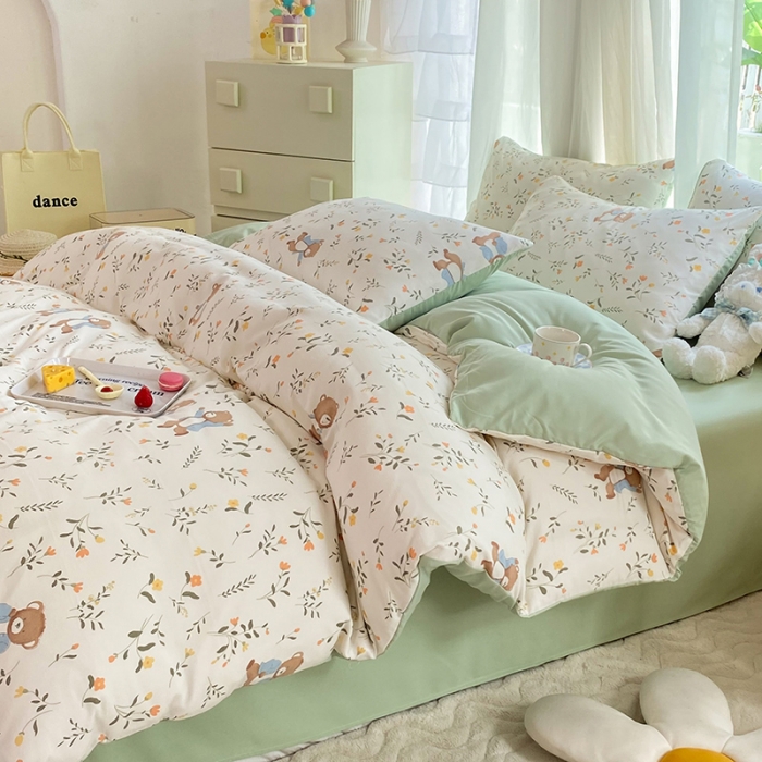 91家纺网 家纺一手货源 找家纺 慕尚家纺 2025新款A类超柔双层水洗四件套 小熊乐园