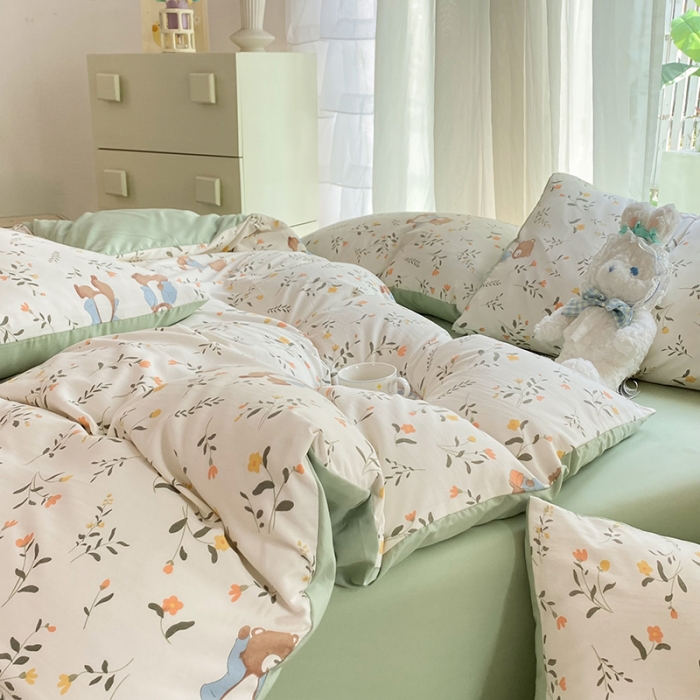 91家纺网 家纺一手货源 找家纺 慕尚家纺 2025新款A类超柔双层水洗四件套 小熊乐园