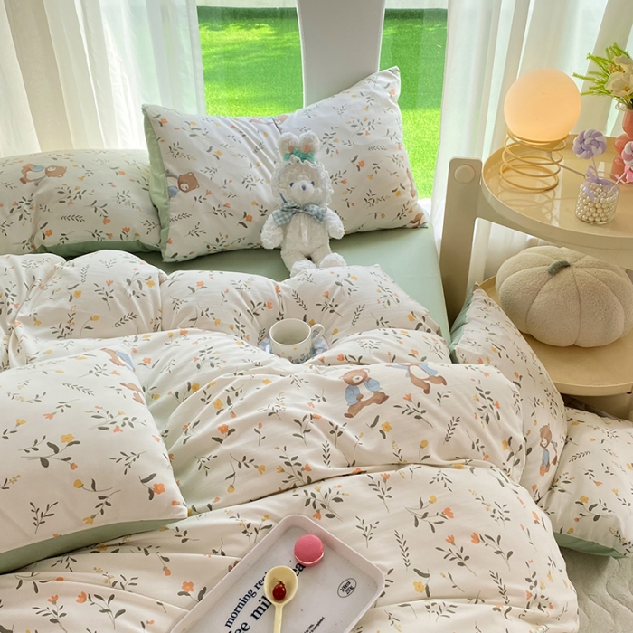 91家纺网 家纺一手货源 找家纺 慕尚家纺 2025新款A类超柔双层水洗四件套 小熊乐园