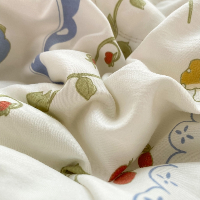 91家纺网 家纺一手货源 找家纺 慕尚家纺 2025新款A类超柔双层纱针织夏被四件套 花儿与兔