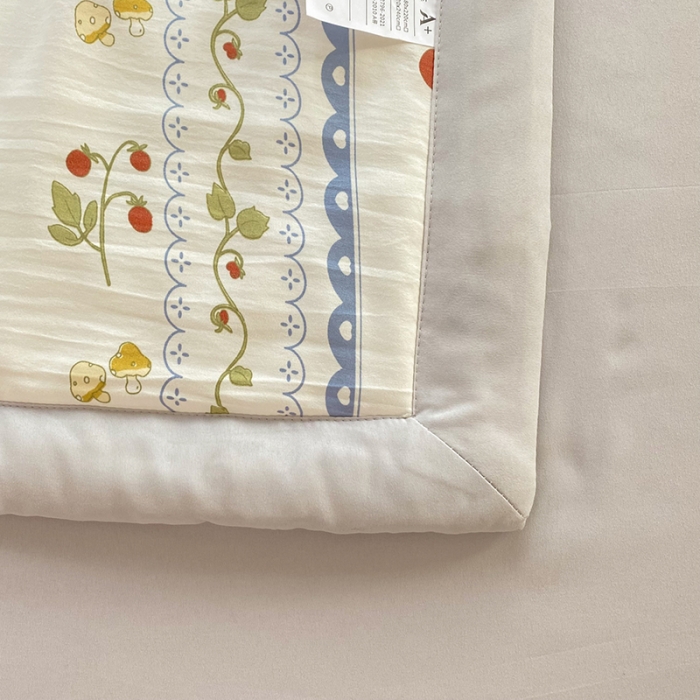 91家纺网 家纺一手货源 找家纺 慕尚家纺 2025新款A类超柔双层纱针织夏被四件套 花儿与兔