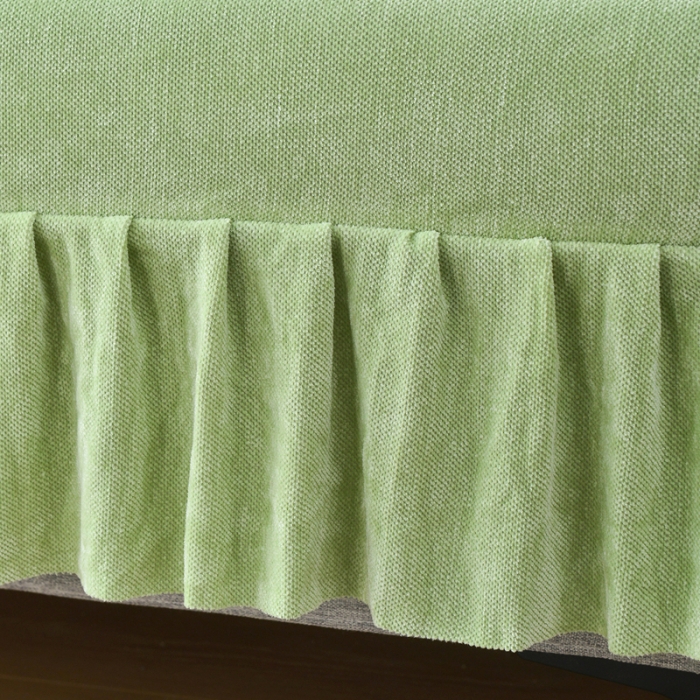 91家纺网 家纺一手货源 找家纺 千彤 2023新款裙边沙发笠沙发套雪尼尔系列 薄荷绿