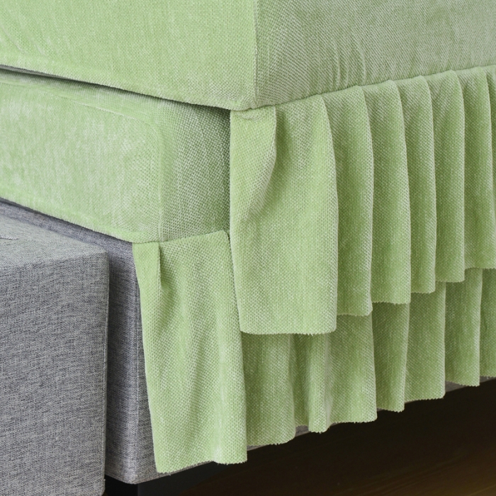 91家纺网 家纺一手货源 找家纺 千彤 2023新款裙边沙发笠沙发套雪尼尔系列 薄荷绿