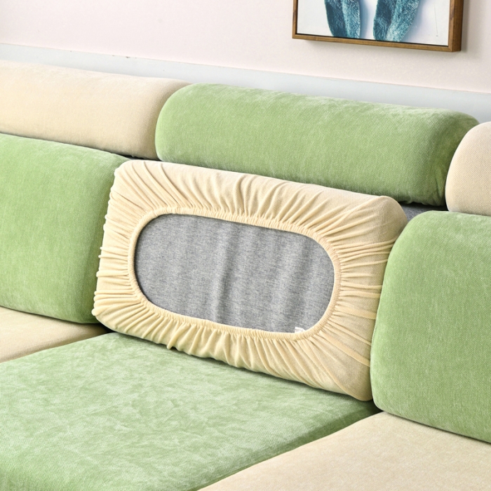 91家纺网 家纺一手货源 找家纺 千彤 2023新款裙边沙发笠沙发套雪尼尔系列 薄荷绿米白
