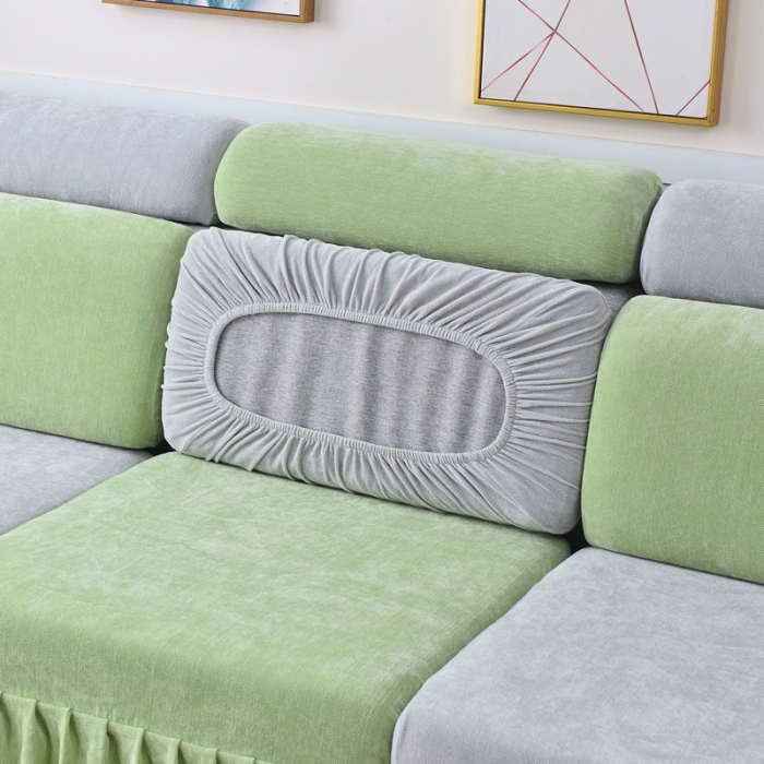 91家纺网 家纺一手货源 找家纺 千彤 2023新款裙边沙发笠沙发套雪尼尔系列 薄荷绿银灰