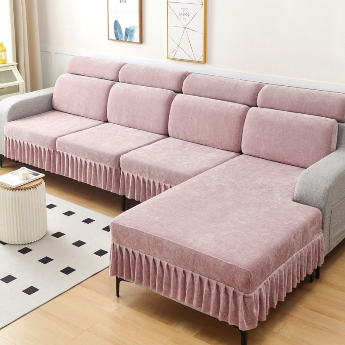 91家纺网 家纺一手货源 找家纺 千彤 2023新款裙边沙发笠沙发套雪尼尔系列 香芋色