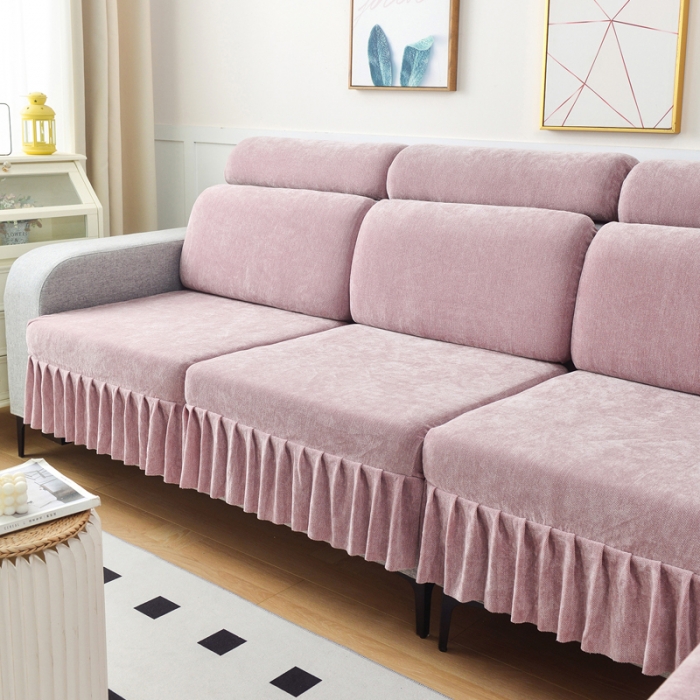 91家纺网 家纺一手货源 找家纺 千彤 2023新款裙边沙发笠沙发套雪尼尔系列 香芋色