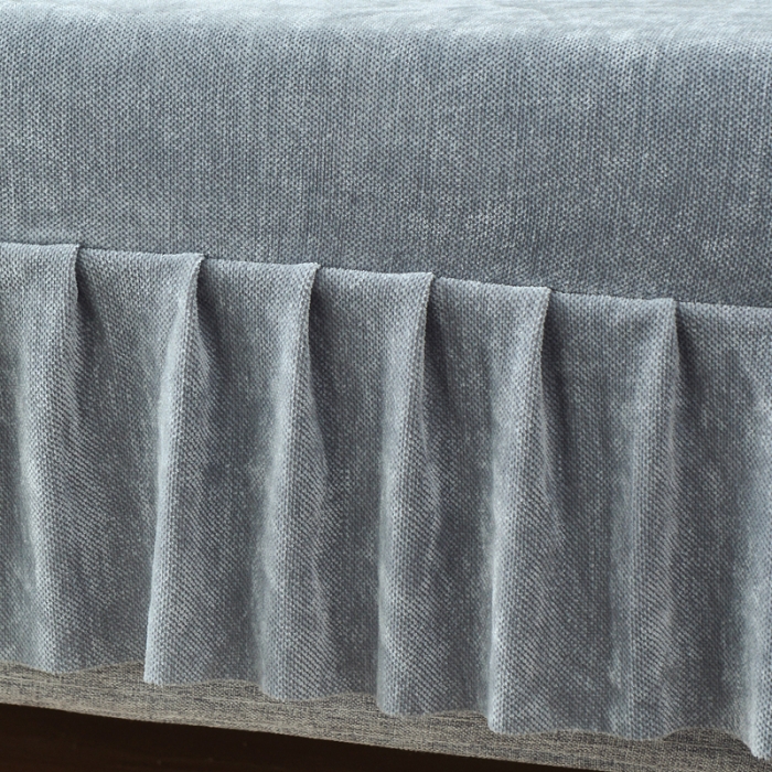 91家纺网 家纺一手货源 找家纺 千彤 2023新款裙边沙发笠沙发套雪尼尔系列 中性灰