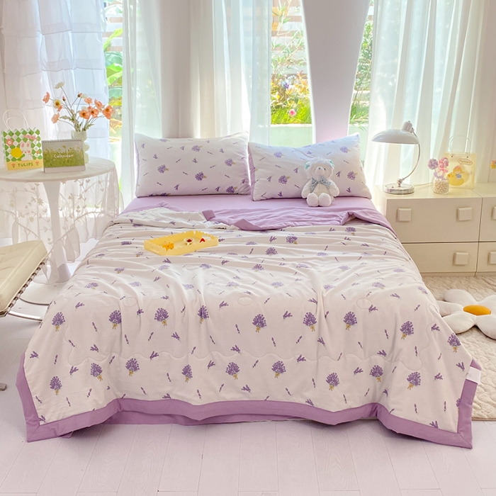 91家纺网 家纺一手货源 找家纺 慕尚家纺 2025新款A类超柔双层纱针织夏被四件套 及风情