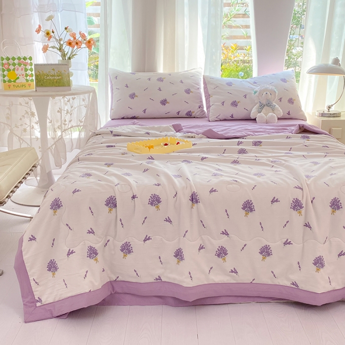 91家纺网 家纺一手货源 找家纺 慕尚家纺 2025新款A类超柔双层纱针织夏被四件套 及风情