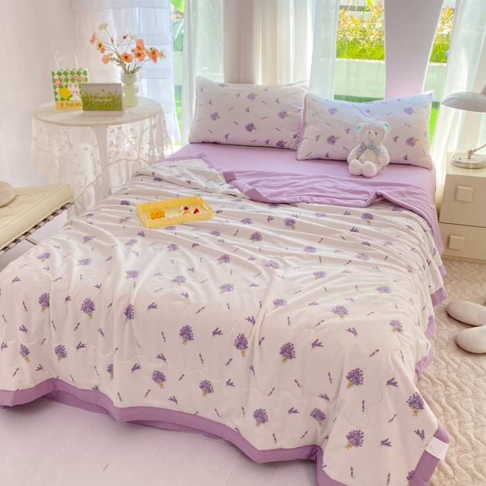 91家纺网 家纺一手货源 找家纺 慕尚家纺 2025新款A类超柔双层纱针织夏被四件套 及风情