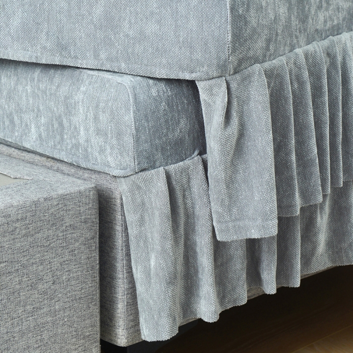 91家纺网 家纺一手货源 找家纺 千彤 2023新款裙边沙发笠沙发套雪尼尔系列 中性灰