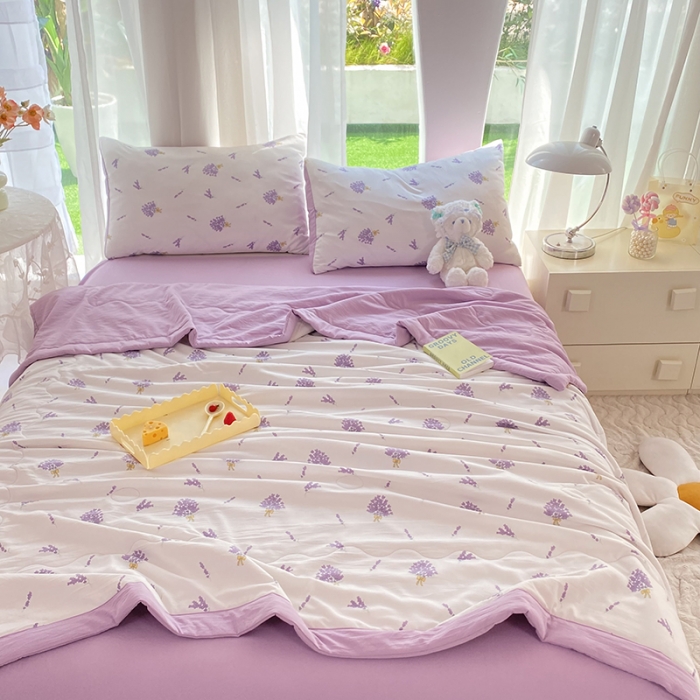 91家纺网 家纺一手货源 找家纺 慕尚家纺 2025新款A类超柔双层纱针织夏被四件套 及风情