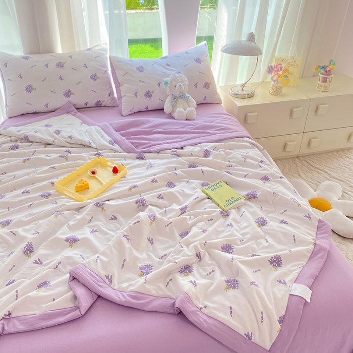 91家纺网 家纺一手货源 找家纺 慕尚家纺 2025新款A类超柔双层纱针织夏被四件套 及风情