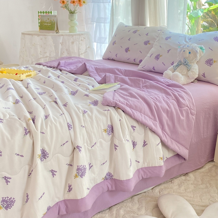 91家纺网 家纺一手货源 找家纺 慕尚家纺 2025新款A类超柔双层纱针织夏被四件套 及风情