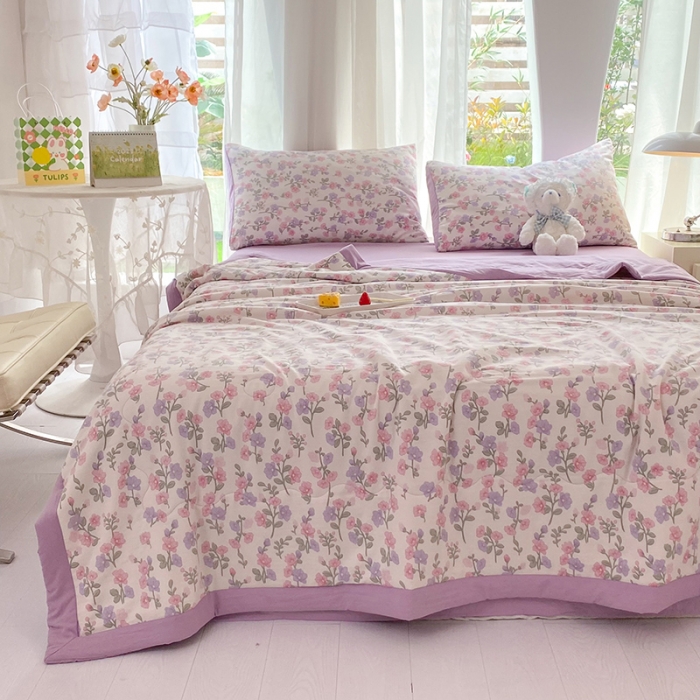 91家纺网 家纺一手货源 找家纺 慕尚家纺 2025新款A类超柔双层纱针织夏被四件套 尽相思