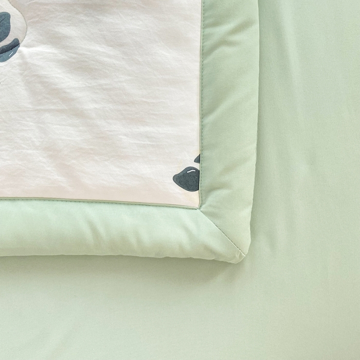 91家纺网 家纺一手货源 找家纺 慕尚家纺 2025新款A类超柔双层纱针织夏被四件套 柿柿如意