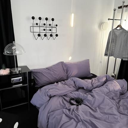 91家纺网 家纺一手货源 找家纺 恋恋三季 2024新款加密32支水洗棉全棉四件套-紫雾森林 紫雾森林（枕套一对紫）