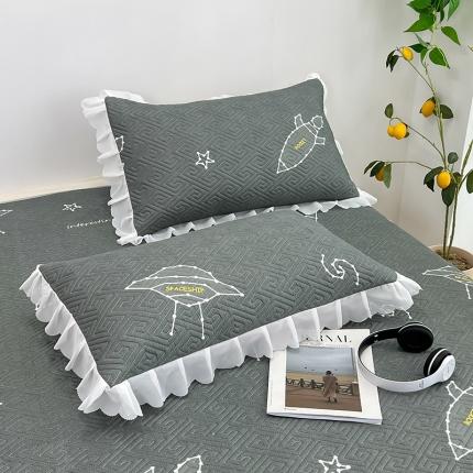 91家纺网 家纺一手货源 找家纺 总 梦舒羽2025新款夹棉花边双人枕套单人加厚短款枕芯套