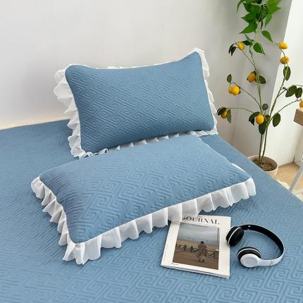 91家纺网 家纺一手货源 找家纺 总 梦舒羽2025新款夹棉花边双人枕套单人加厚短款枕芯套