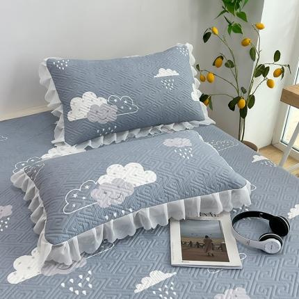 91家纺网 家纺一手货源 找家纺 总 梦舒羽2025新款夹棉花边双人枕套单人加厚短款枕芯套