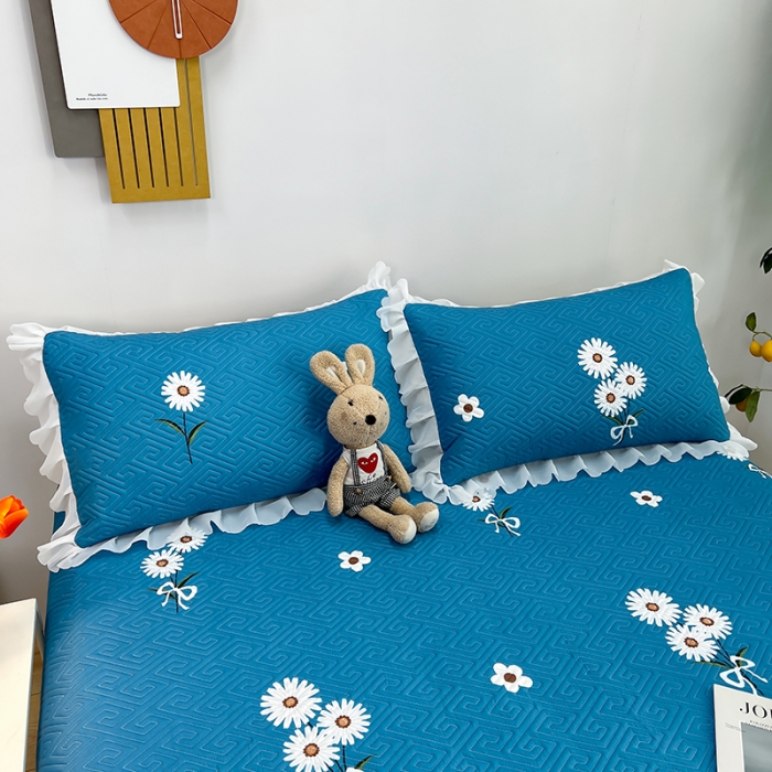 91家纺网 家纺一手货源 找家纺 梦舒羽2025新款夹棉花边双人枕套单人加厚短款枕芯套 花海