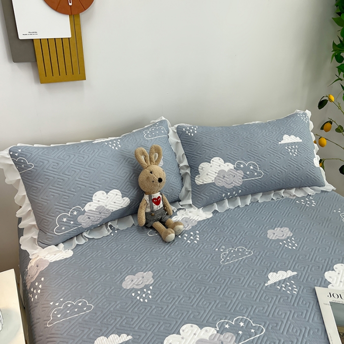 91家纺网 家纺一手货源 找家纺 梦舒羽2025新款夹棉花边双人枕套单人加厚短款枕芯套 撒娇云