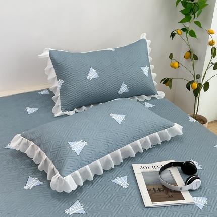 91家纺网 家纺一手货源 找家纺 梦舒羽2025新款夹棉花边双人枕套单人加厚短款枕芯套 三角星