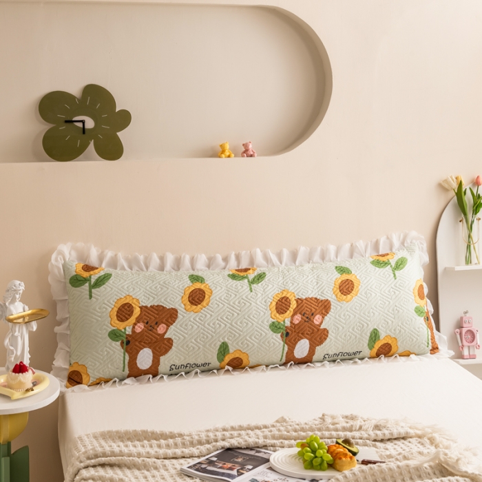 91家纺网 家纺一手货源 找家纺 总 梦舒羽2025新款夹棉花边双人枕套单人加厚长款枕芯套