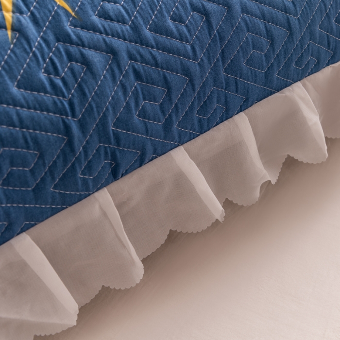 91家纺网 家纺一手货源 找家纺 梦舒羽2025新款夹棉花边双人枕套单人加厚长款枕芯套 笨蛋熊